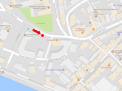 Ситилайт  в Ужгороде, 1.8x1.2  Почтовая пл., в бік Корятовича пл., зупинка схема