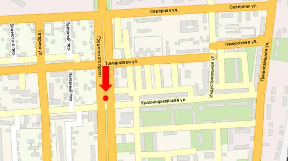 Білборд, Бігборд (Борд)  A у Кам'янець-Подільському, 3x6  Грушевського пр. / Червоноармійська вул., з центру схема