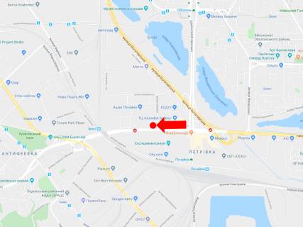 Видеоборд A у Києві, 3x6  Бандери пр. (колиш. Московський пр.), 8 - вул. Єрмака, біля супермаркетів "Фокстрот", "Ашан", в сторону вул. Теліги - 583777 схема