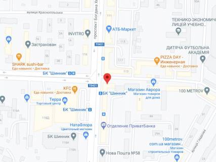 Видеоборд A у Дніпро (Дніпропетровськ) Хмельницького пр. (стара назва Героїв Сталінграда вул.), 119, аптека "Мед Сервіс", №Дп012, прайс за ролик 10 сек 1 вихід/5 хвилин, з 8:00-22:00. Розрахунок для інших параметрів трансляції уточнюйте у менеджера. - 301343 схема