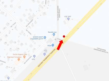 Билборд  в Киеве, 3x6  Глушкова пр., біля супермаркету "Фора", в центр схема