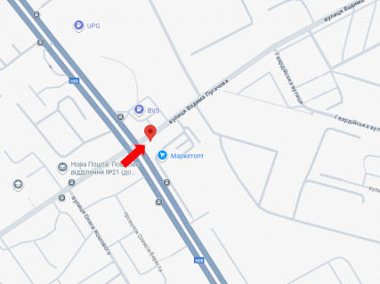 Билборд A в Кременчуге, 3x6  Пугачова вул. - Київська вул. схема