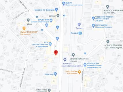 Білборд, Бігборд (Борд)  A у Боярці Хрещатик вул., 49-Б, аптека "Вітамін", прайс за ролик 10 сек 1 вихід/5 хвилин, з 8:00-22:00. Розрахунок для інших параметрів трансляції уточнюйте у менеджера. схема