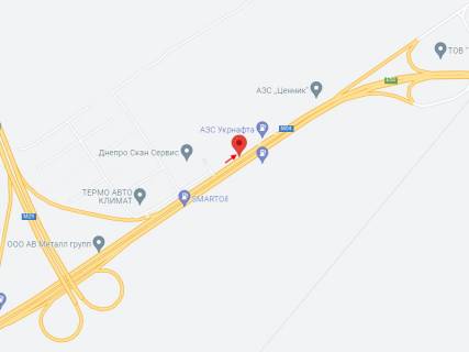 Білборд, Бігборд (Борд)  B у Новомосковську, 6х3  А/д M-30 Стрий-Умань-Дніпро-Ізварине (через мм Вінницю, Кропивницький), км 991+249 (ліворуч) схема