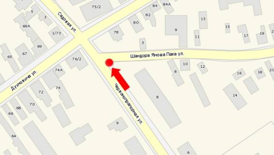 Билборд A в Мукачеве, 3x6  Стуса вул. - Сковороди вул. схема