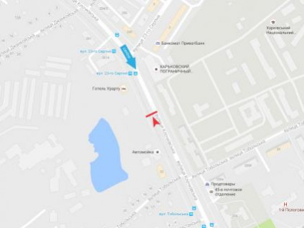 Билборд B в Харькове, 3x6  Клочківська вул., навпроти буд. 228, з центру схема