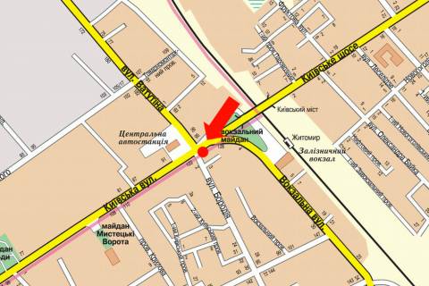 Призматрон, Призма B у Житомирі, 3x6  Київська вул. - Сльоти вул., біля автовокзалу, на світлофорі, в центр - 18397 схема