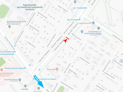 Билборд A в Харькове, 3x6  Перемоги пр. - Армійська вул., з центру схема