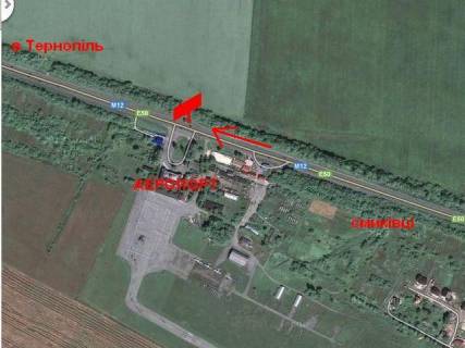 Билборд A в Тернопільських трасах, 3x6  Траса Тернопіль-Хмельницький, біля аеропорту, в'їзд в місто схема