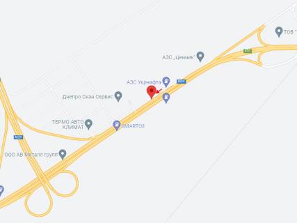 Билборд A в Новомосковске, 6х3  Автошлях Дніпро - Павлоград (М-30), розвилка на м. Харків, м. Самар (Новомосковськ), біля АЗС УКРНАФТА, рух у бік м. Дніпро схема