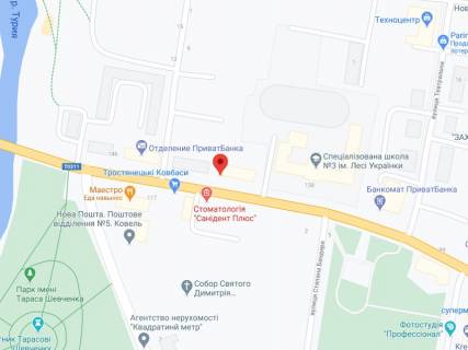 Видеоборд A в Ковеле Незалежності вул., 140, аптека "Волиньфарм", прайс за ролик 10 сек 1 вихід/5 хвилин, на двосторонньому екрані, від 144 виходів на день. Розрахунок для інших параметрів трансляції уточнюйте у менеджера. - 301385 схема