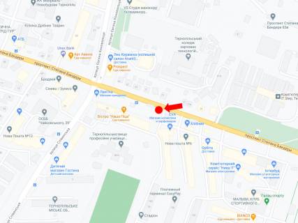 Билборд  в Тернополе, 3x6  Бандери пр., 79, біля магазину "Eva" схема