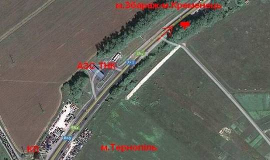 Билборд A в Траса, 3x6  Траса Тернопіль-Кременець, (2), з міста схема