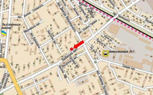 Призма  в Львове, 3x6  Любінська вул., 96 / Яворницького вул., біля супермаркету "Екстра" - 447427 схема