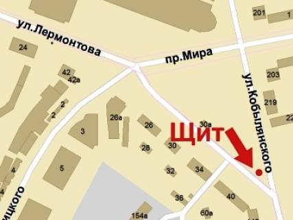 Билборд A в Кривом Роге, 3x6  Лермонтова вул., 30 - Кобилянського вул. схема