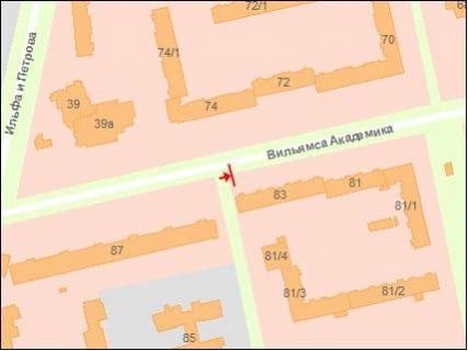 Билборд A в Одессе Вільямса вул., 83 схема