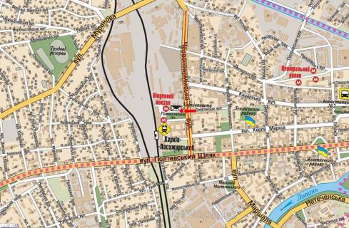 Сiтiлайт A у Харкові, 1.8x1.2  Привокзальна пл., ближній до Котляра вул. (кол. Червоноармійська вул.), кафе "FreshLife" схема