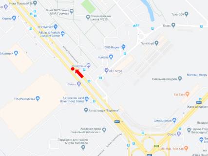 Билборд A в Киеве, 3x6  Кільцева дорога, навпроти ТРЦ «Республіка», супермаркету "Епіцентр", роздільник у бік пр. Перемоги схема