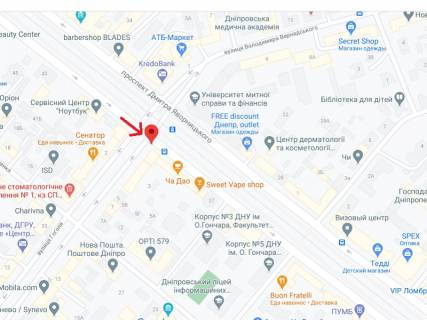 Сiтiлайт A у Дніпро (Дніпропетровськ), 1.2х1.8  пр. Дмитра Яворницького - вул. Гоголя схема