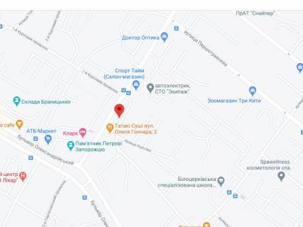 Билборд A в Белой Церкви Гончара вул., 6, аптека "Мед Сервіс", №К017, прайс за ролик 10 сек 1 вихід/5 хвилин, з 8:00-22:00. Розрахунок для інших параметрів трансляції уточнюйте у менеджера. схема