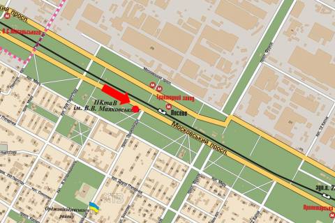 Билборд  в Харькове, 3x6  Московський пр. / Альошина пр. (кол. Орджонікідзе пр.), з центру схема