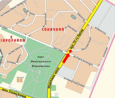 Билборд A в Тернополе, 3x6  15-го Квітня вул. / Купчинського вул., біля ТЦ "Мандарин", супермаркету "Сільпо" схема