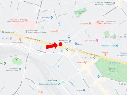 Бэклайт B в Киеве, 2.3x3.14  Берестейський пр., 2 - вул. Бульварно-Кудрявська, біля "Кий Авіа" схема