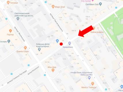 Сiтiлайт  у Києві, 1.8x1.2  Петлюри вул., 18 / вул. Саксаганського, в бік центрального залізничного вокзалу схема