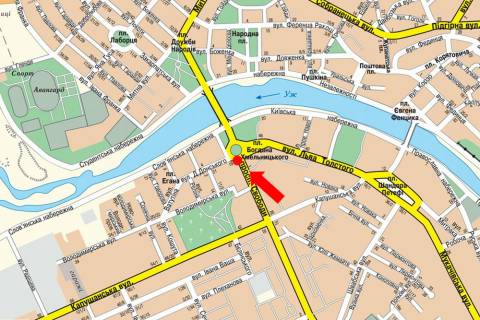 Сiтiлайт  у Ужгороді, 1.8x1.2  Свободи пр., 2 / Хмельницкого пл. схема