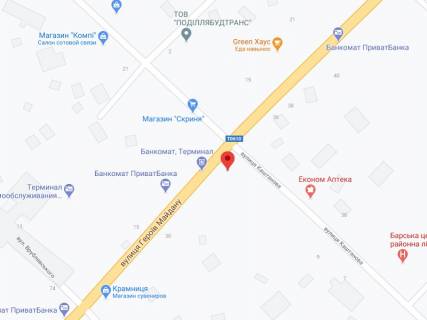 Видеоборд A у Барі Героїв Майдану вул., 32, аптека "Конекс", прайс за ролик 10 сек 1 вихід/5 хвилин, на двосторонньому екрані, від 144 виходів на день. Розрахунок для інших параметрів трансляції уточнюйте у менеджера. - 301160 схема
