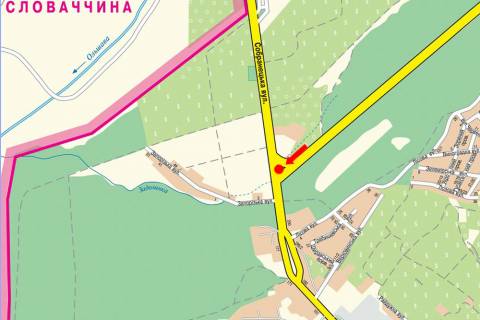 Билборд A в Ужгороде, 3x6  Собранецька вул., в''їзд з боку Мукачево, біля готелю “Пілігрим" схема