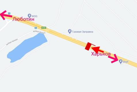 Білборд, Бігборд (Борд)  A у Коротичі, 3x6  Траса Київ - Харків, 466 км - с. Коротич, АЗС "Schell", (3), у бік Люботина схема