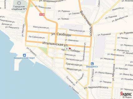 Сiтiлайт A у Бердянську Центральная ул. - Победы пр., остановка "Краеведческий музей" схема