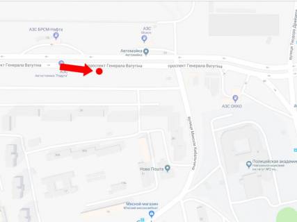 Призма  в Киеве, 3x6  Шухевича пр. (колиш. Ватутіна пр.), 26, навпроти АЗС БРСМ, в сторону Троєщинського ринку, з центру - 445925 схема