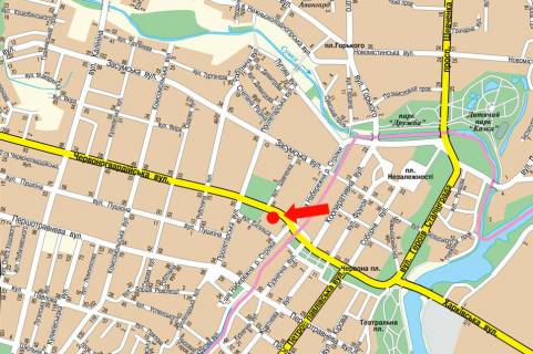 Сiтiлайт B у Сумах, 1.8x1.2  Іллінська вул. (кол. Червоногвардійська вул.), 5, в бік Ярослава Мудрого вул. (кол. Пролетарська вул.) схема