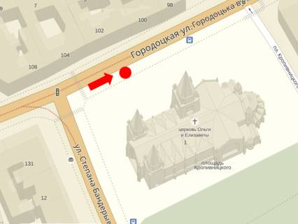 Ситилайт  в Львове, 1.8x1.2  Городоцька вул., 102, в центр схема