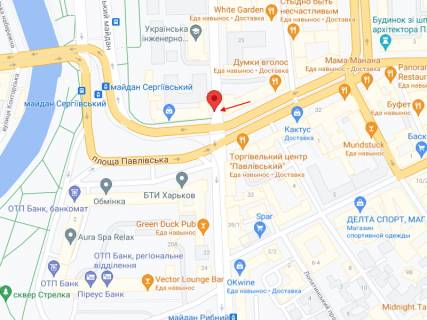 Билборд A в Харькове Павловська пл., 1/3 - Університетська вул. схема