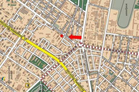 Билборд B в Одессе, 3x6  Малиновського вул., 15, з боку Адміральського пр. (флажок) схема