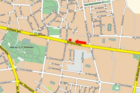 Ситилайт A в Ровно, 1.8x1.2  Київська вул., 4, навпроти Укрексімбанку схема