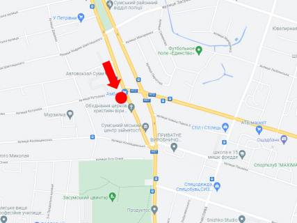 Призматрон, Призма A у Сумах, 3x6  Бандери вул. (кол. Баумана вул.) - Іллінська вул., Автовокзал, магазин "Ambar" - 381850 схема