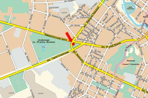 Билборд B в Кропивницкий (Кировоград), 3x6  Яновського вул. / Тельнова вул. (кол. Правди пр.), "Колгосний" і "Критий" ринки схема