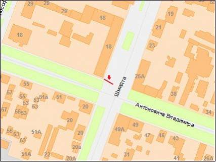 Билборд  в Днепр (Днепропетровск), 3x6  Бандери (кол. Шмідта) вул., 18 - Антоновича вул. (колиш. Свердлова ул.) схема