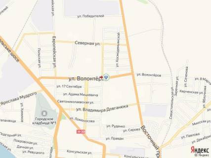 Білборд, Бігборд (Борд)  A у Бердянську Волонтеров ул. - Софиевская ул. схема