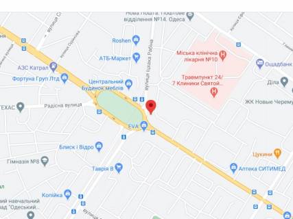Видеоборд A у Одесі Філатова вул., 86, аптека "Мед Сервіс", №Юг016, прайс за ролик 10 сек 1 вихід/5 хвилин, з 8:00-22:00. Розрахунок для інших параметрів трансляції уточнюйте у менеджера. - 301478 схема