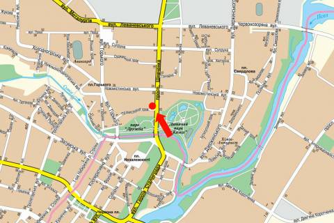 Призматрон, Призма B у Сумах, 3x6  Шевченка пр., 26, біля ресторану "Кристал", автосалону "Fiat" - 20205 схема