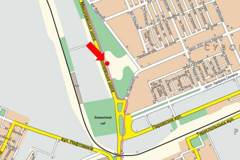 Билборд B в Херсоне, 3x6  Миколаївське шосе, біля АЗС "Укрнафта", в центр (флажок) схема