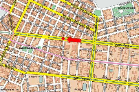 Призматрон, Призма  у Миколаєві, 3x6  Центральний пр. (кол. Леніна пр.) / М. Морськя вул., бульвар, в бік Пушкінської вул., ліва - 447580 схема