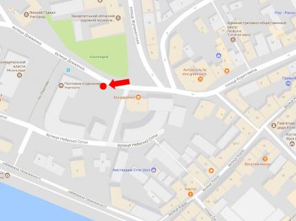 Ситилайт  в Ужгороде, 1.8x1.2  Поштова пл., в бік Дружби Народів пл., зупинка схема