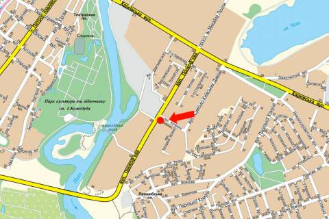 Билборд  в Сумах, 3x6  Зеленко вул. / Прокоф''єва вул., біля ТРЦ "Європорт", супермаркету "Екомаркет" схема