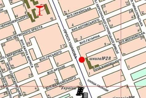 Білборд, Бігборд (Борд)  B у Херсоні Ушакова пр., 32 схема